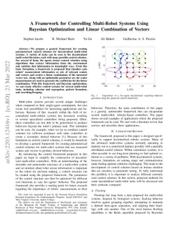 A Framework for Controlling Multi-Robot Systems Using Bayesian
  Optimization and Linear Combination of Vectors