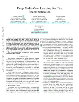 Deep Multi-View Learning for Tire Recommendation