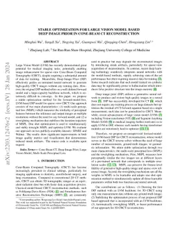 Stable Optimization for Large Vision Model Based Deep Image Prior in
  Cone-Beam CT Reconstruction