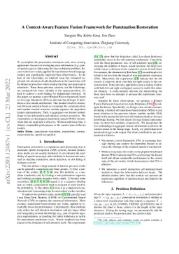 A Context-Aware Feature Fusion Framework for Punctuation Restoration
