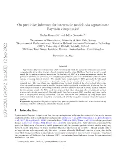 On predictive inference for intractable models via approximate Bayesian
  computation