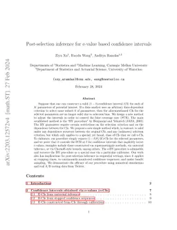 Post-selection inference for e-value based confidence intervals