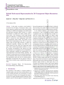Hybrid Mesh-neural Representation for 3D Transparent Object
  Reconstruction