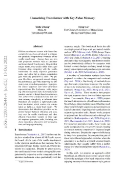Linearizing Transformer with Key-Value Memory