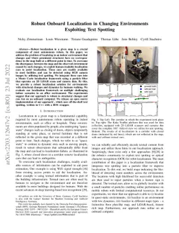 Robust Onboard Localization in Changing Environments Exploiting Text
  Spotting