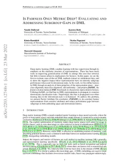 Is Fairness Only Metric Deep? Evaluating and Addressing Subgroup Gaps in
  Deep Metric Learning