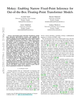 Mokey: Enabling Narrow Fixed-Point Inference for Out-of-the-Box
  Floating-Point Transformer Models