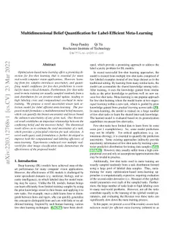 Multidimensional Belief Quantification for Label-Efficient Meta-Learning
