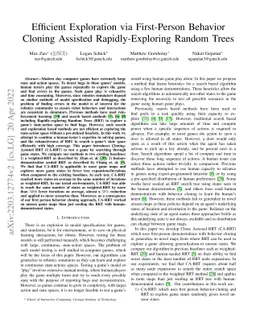 Efficient Exploration via First-Person Behavior Cloning Assisted
  Rapidly-Exploring Random Trees