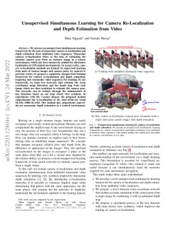 Unsupervised Simultaneous Learning for Camera Re-Localization and Depth
  Estimation from Video