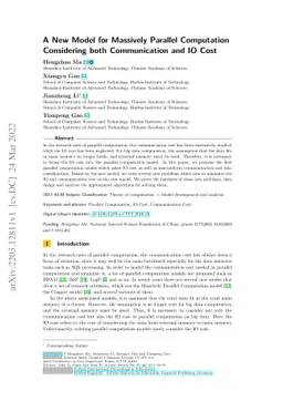 A New Model for Massively Parallel Computation Considering both
  Communication and IO Cost
