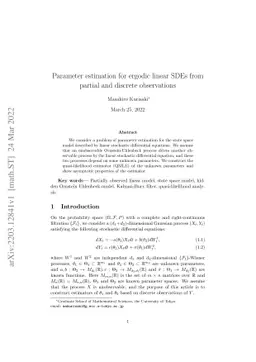 Parameter estimation for ergodic linear SDEs from partial and discrete
  observations