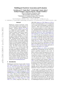 Multilingual CheckList: Generation and Evaluation