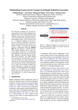 Multitasking Framework for Unsupervised Simple Definition Generation
