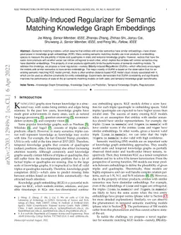 Duality-Induced Regularizer for Semantic Matching Knowledge Graph
  Embeddings