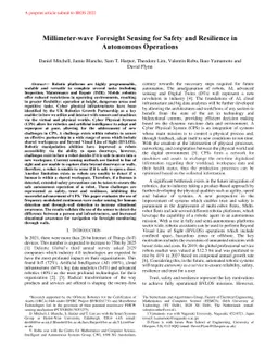 Millimeter-wave Foresight Sensing for Safety and Resilience in
  Autonomous Operations