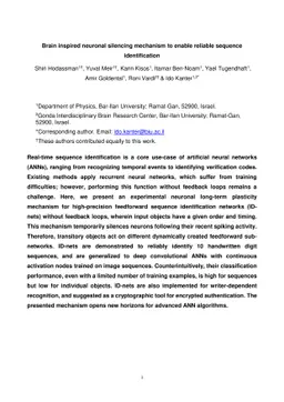 Brain inspired neuronal silencing mechanism to enable reliable sequence
  identification