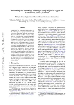 Ensembling and Knowledge Distilling of Large Sequence Taggers for
  Grammatical Error Correction