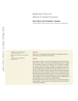 Behavior Trees in Robot Control Systems