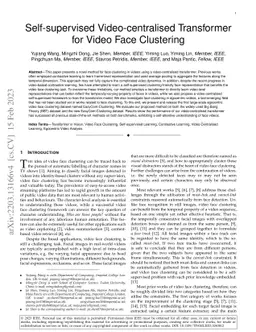 Self-supervised Video-centralised Transformer for Video Face Clustering
