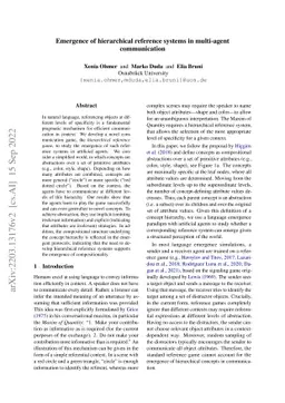 Emergence of hierarchical reference systems in multi-agent communication