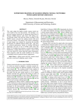 Supervised Training of Siamese Spiking Neural Networks with Earth
  Mover's Distance