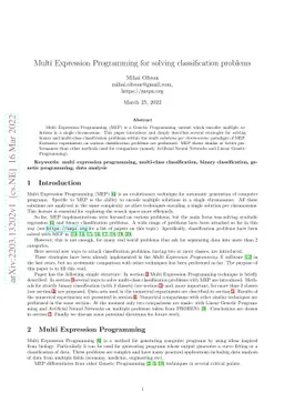 Multi Expression Programming for solving classification problems