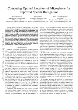 Computing Optimal Location of Microphone for Improved Speech Recognition