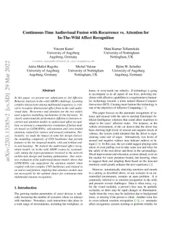 Continuous-Time Audiovisual Fusion with Recurrence vs. Attention for
  In-The-Wild Affect Recognition