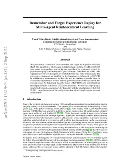 Remember and Forget Experience Replay for Multi-Agent Reinforcement
  Learning