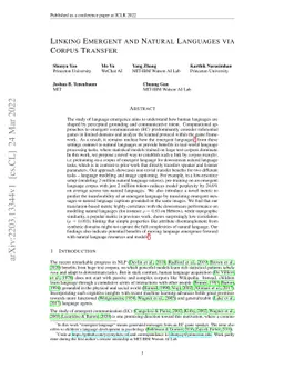 Linking Emergent and Natural Languages via Corpus Transfer