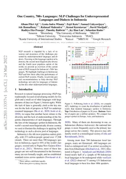 One Country, 700+ Languages: NLP Challenges for Underrepresented
  Languages and Dialects in Indonesia
