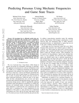 Predicting Personas Using Mechanic Frequencies and Game State Traces