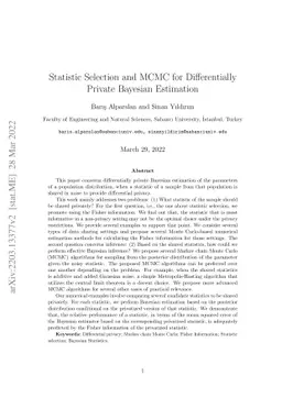Statistic Selection and MCMC for Differentially Private Bayesian
  Estimation