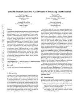 Email Summarization to Assist Users in Phishing Identification