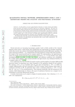 Qualitative neural network approximation over R and C: Elementary proofs
  for analytic and polynomial activation