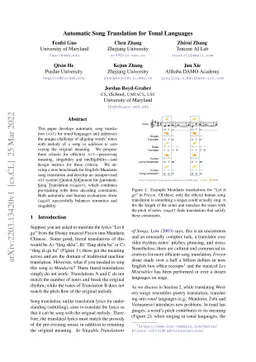 Automatic Song Translation for Tonal Languages
