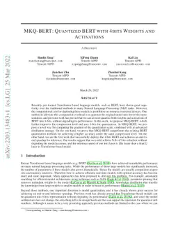 MKQ-BERT: Quantized BERT with 4-bits Weights and Activations