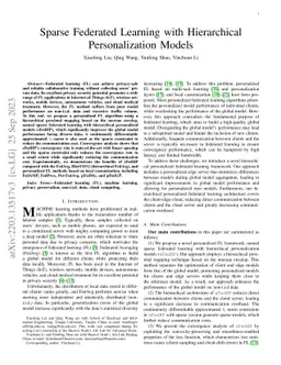 Sparse Federated Learning with Hierarchical Personalized Models