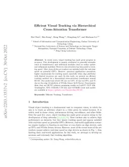 Efficient Visual Tracking via Hierarchical Cross-Attention Transformer