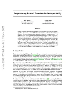 Preprocessing Reward Functions for Interpretability