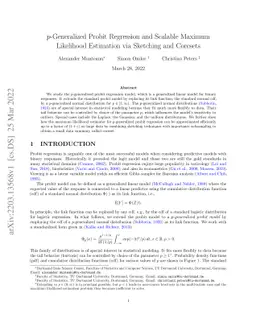 $p$-Generalized Probit Regression and Scalable Maximum Likelihood
  Estimation via Sketching and Coresets