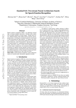 EmotionNAS: Two-stream Neural Architecture Search for Speech Emotion
  Recognition