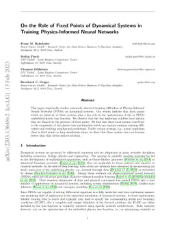 On the Role of Fixed Points of Dynamical Systems in Training
  Physics-Informed Neural Networks
