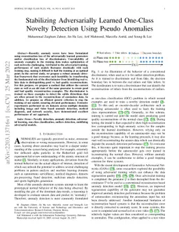 Stabilizing Adversarially Learned One-Class Novelty Detection Using
  Pseudo Anomalies