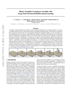 Blocks Assemble! Learning to Assemble with Large-Scale Structured
  Reinforcement Learning