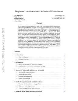 Origins of Low-dimensional Adversarial Perturbations