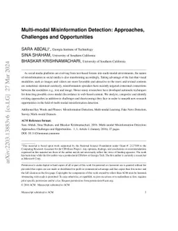 Multi-modal Misinformation Detection: Approaches, Challenges and
  Opportunities
