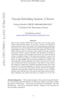 Concept Embedding Analysis: A Review