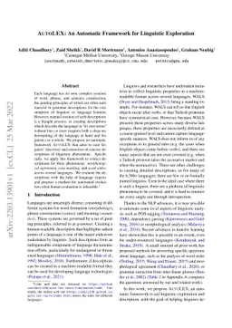 AUTOLEX: An Automatic Framework for Linguistic Exploration